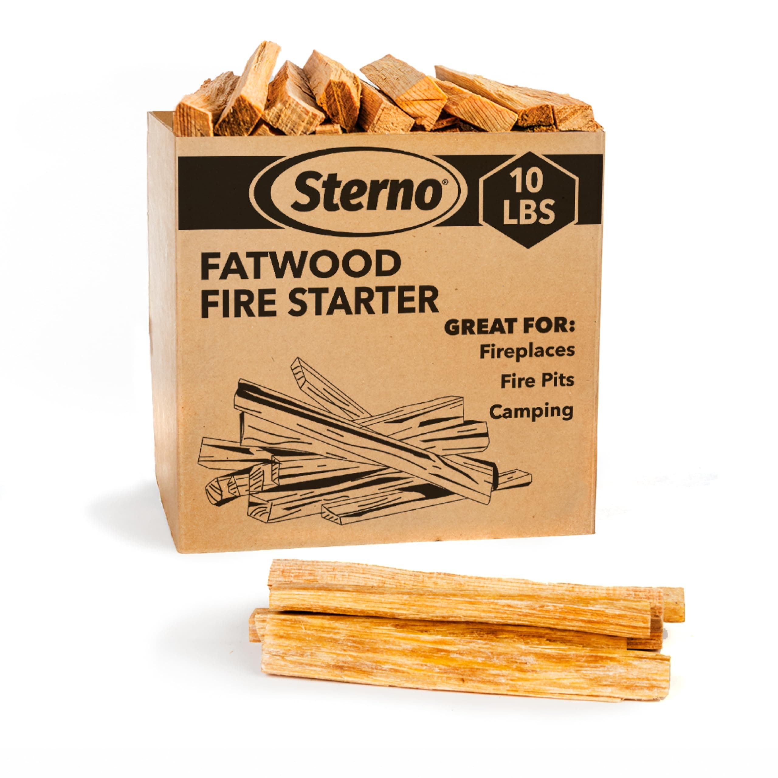 Sterno Fatwood Fire Starter Sticks 10lb All-Natural Resin-Rich Pine Indoor Outdo - Image 1