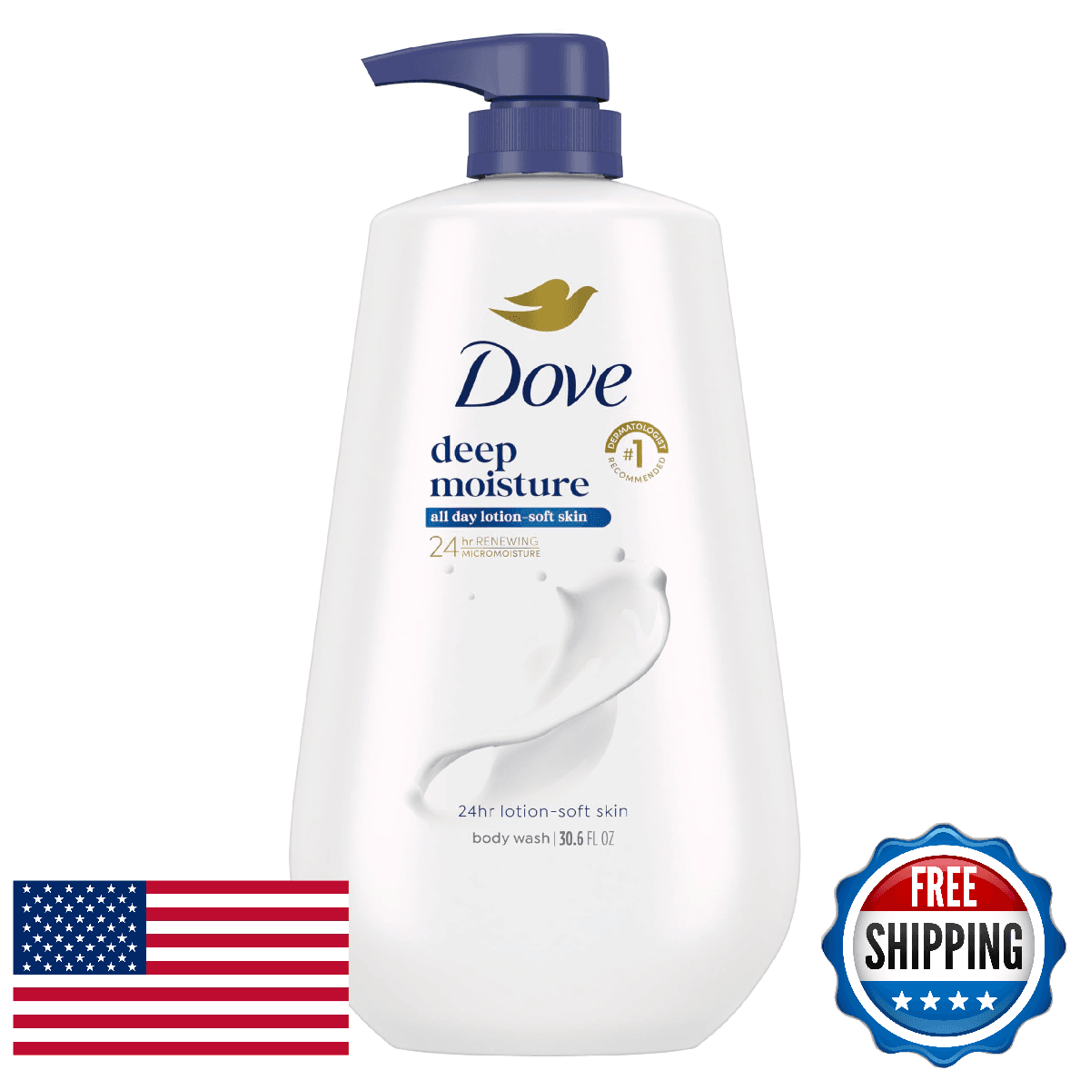 Dove Body Wash Deep Moisture 24hr Moisturizing Skin Cleanser No Sulfates Paraben - Image 1