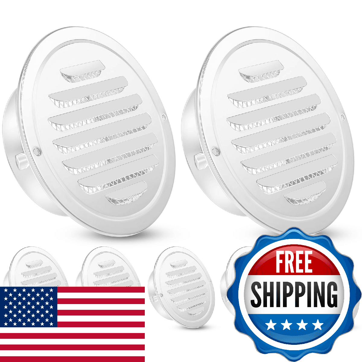 Zonon 8pcs Stainless Steel Soffit Vents 6 Inch Round Dryer Vent Cover with Mesh - Image 1