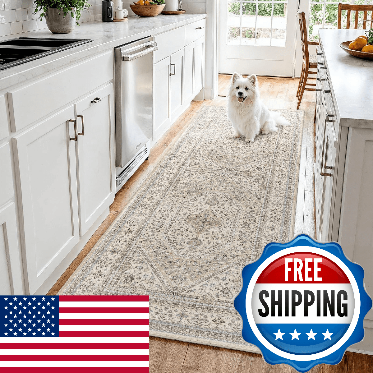 3x7 Runner Rug for Hallway Washable: Non Slip Kitchen Rugs with Rubber Backing S - Image 1