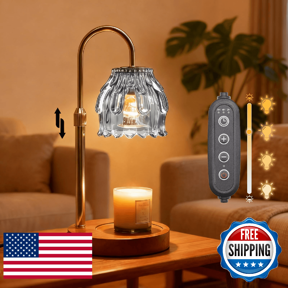 Candle Warmer Lamp with Timer and Dimmer 4-Level Dimmable Flower Light Heat Lamp - Image 1