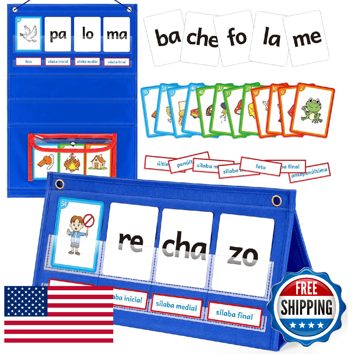 Spanish Learning Word Building Pocket Chart for Kids, Spanish Vocabulary Games T - Image 1