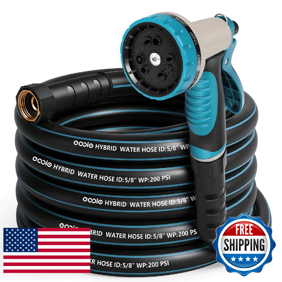Heavy Duty Garden Hose 25 ft, NON-EXPANDABLE Water Hose with 10 Function Spray N - Image 1