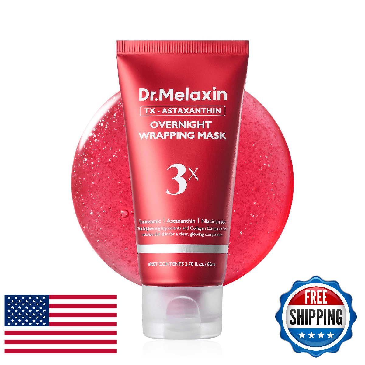 Dr.Melaxin TX Astaxanthin Overnight Wrapping Peel-Off Mask – Skin Tone Improving - Image 1
