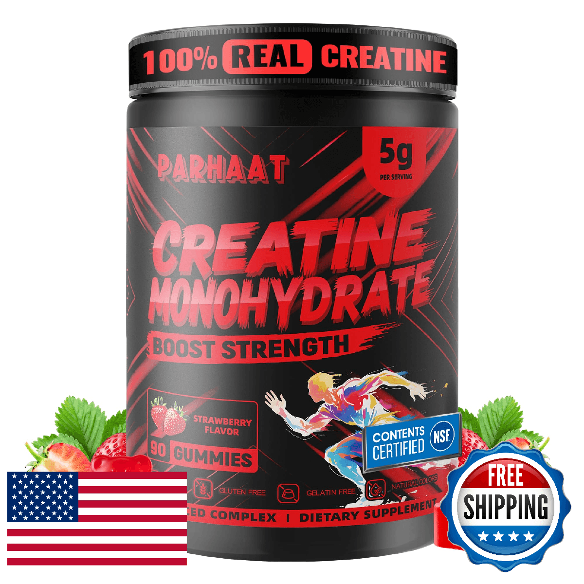NSF Certified Creatine Gummy - Creatine Monohydrate Gummies 5g for Men & Women - - Image 1
