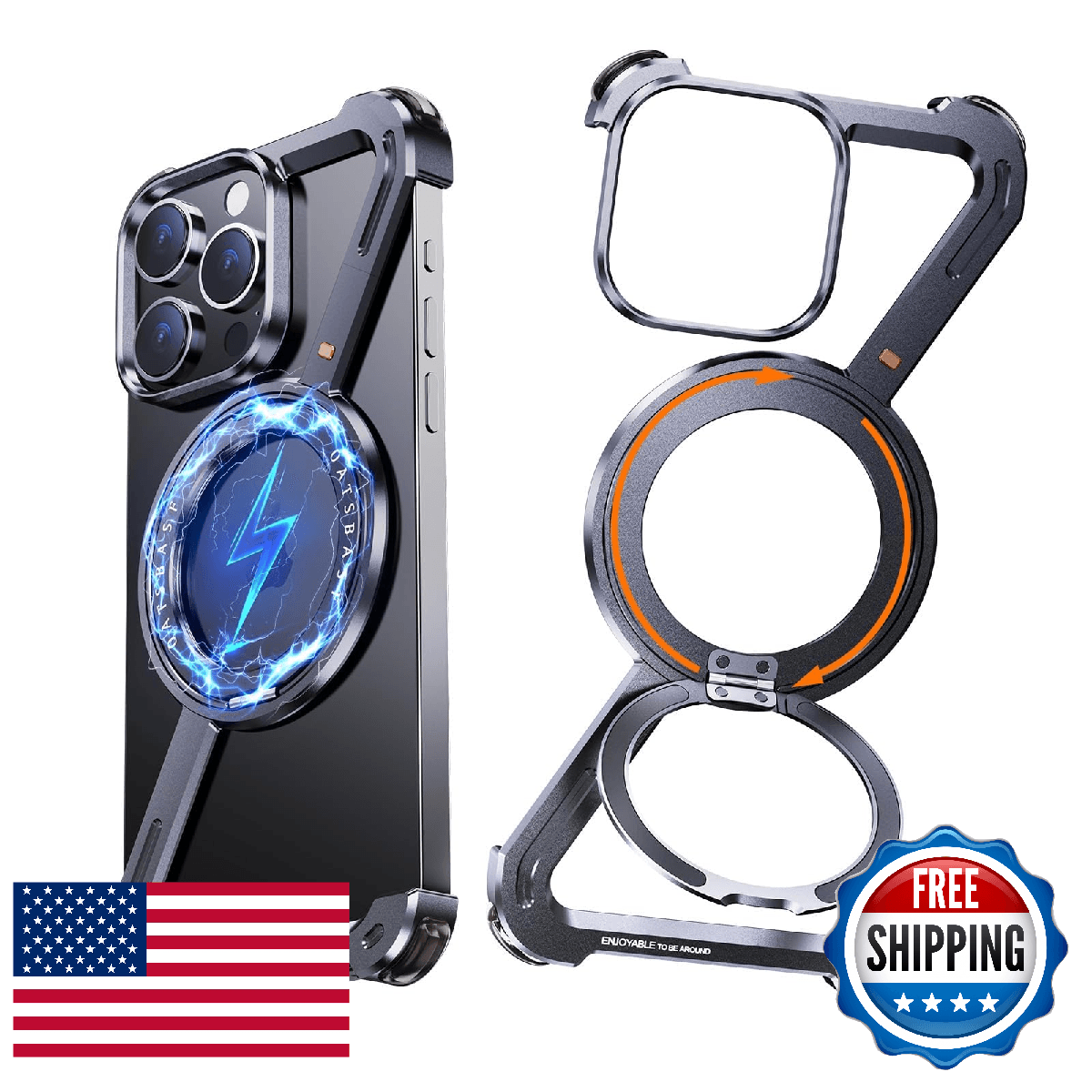 NIFBANG Z Case for iPhone 16 Pro Max Metal Ring Stand Slim Shockproof Cover Nigh - Image 1