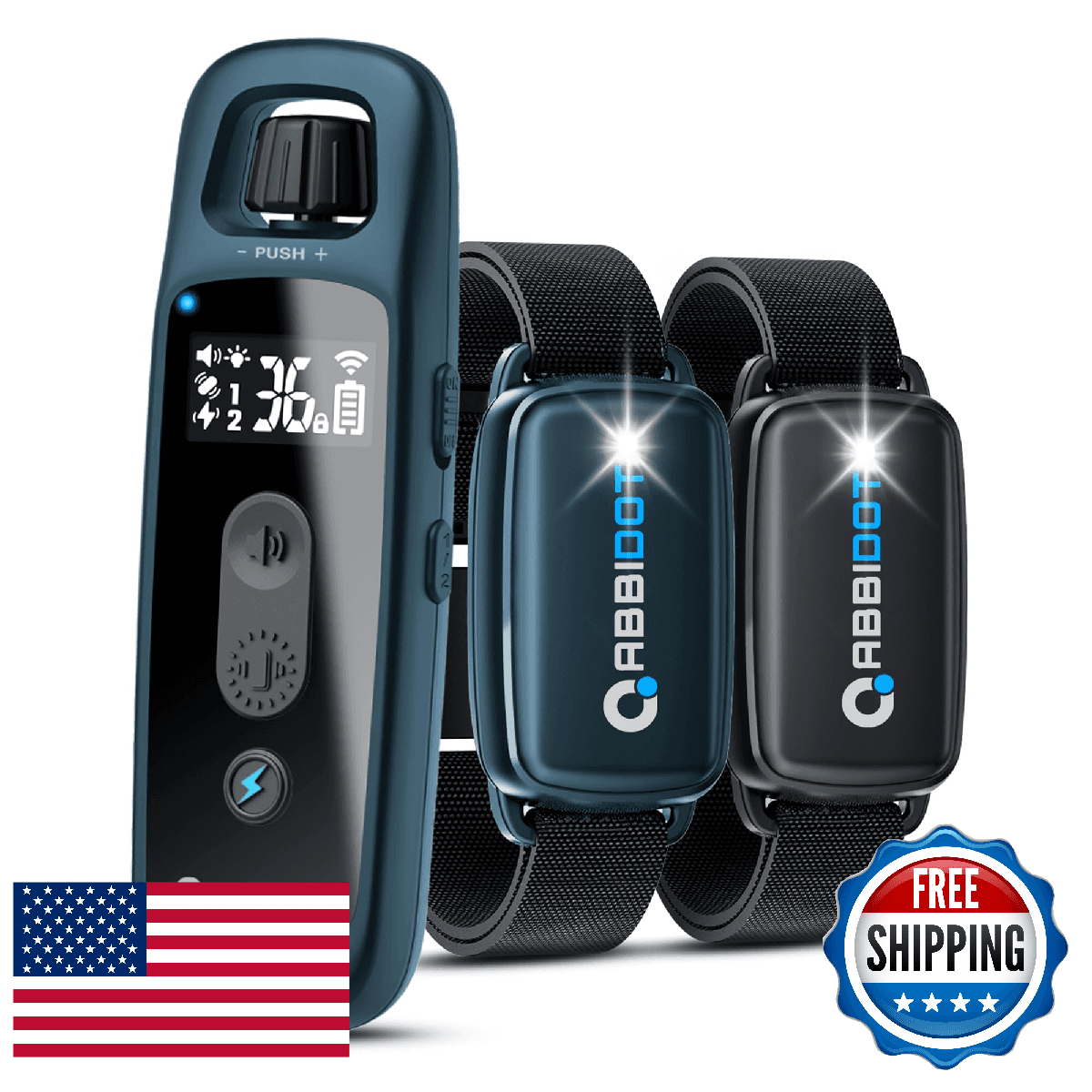 ABBIDOT Dog Shock Collar Training Collar Remote Waterproof 4 Modes 2 Pack Navy B - Image 1