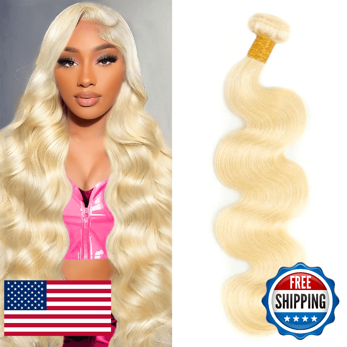 Blonde Bundles Human Hair 16 Inch 1 Bundle Body Wave 100% Unprocessed 16A Brazil - Image 1