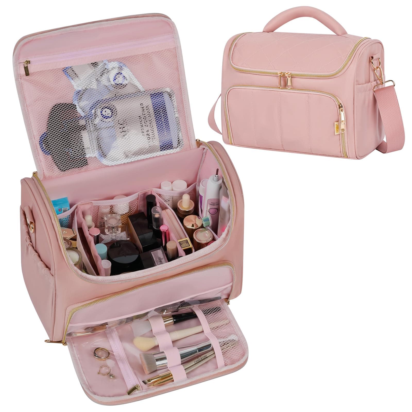 GR69N Travel Toiletry Bag Large Cosmetic Makeup Bag Organizer for Women,Wide-ope - Image 1