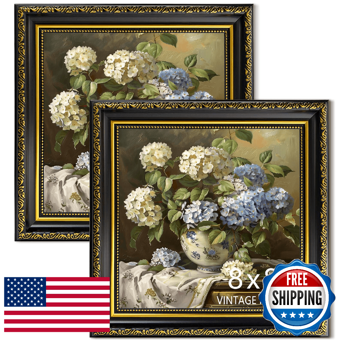 ASTRDECOR Ornate 8x8 Picture Frame Set of 2, Vintage 8 x 8 Photo Frame for Wall - Image 1