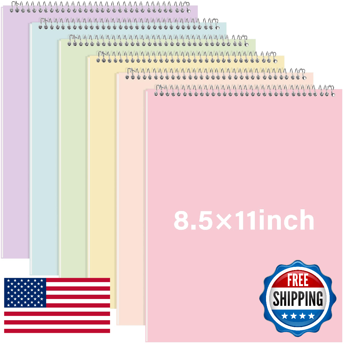 Maitys 6 Pcs Legal Pad Steno Spiral Notebook 8.5x11 Top Bound Hard Cover College - Image 1