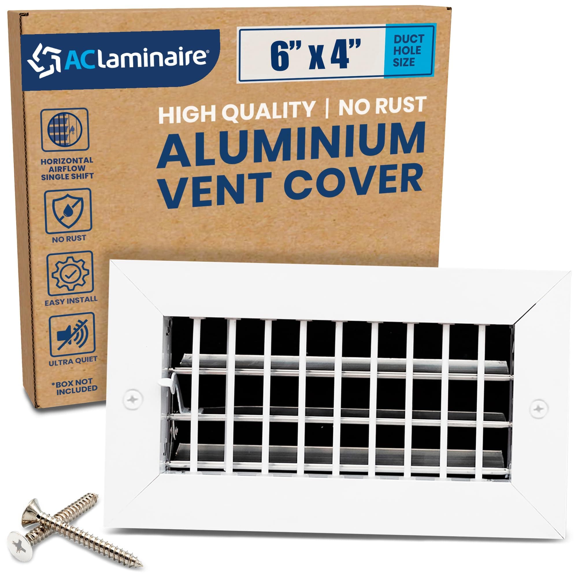 ACLAMINAIRE 6x4 Duct Opening Register Vent Cover Adjustable Aluminum HVAC Grille - Image 1