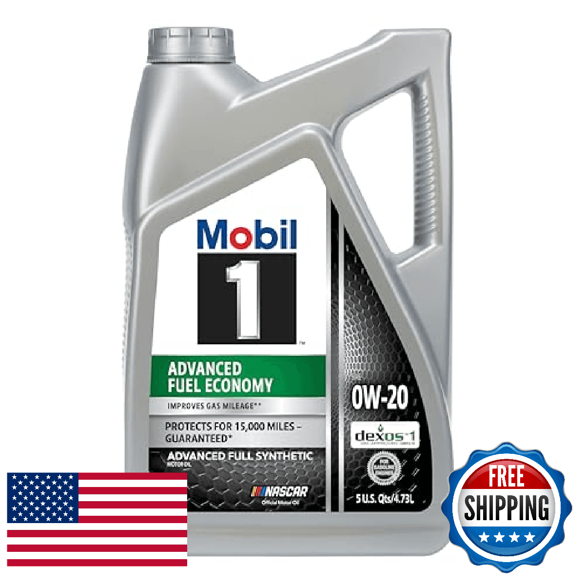 Mobil 1 Advanced Fuel Economy Full Synthetic Motor Oil 0W-20 5 Quart - Image 1
