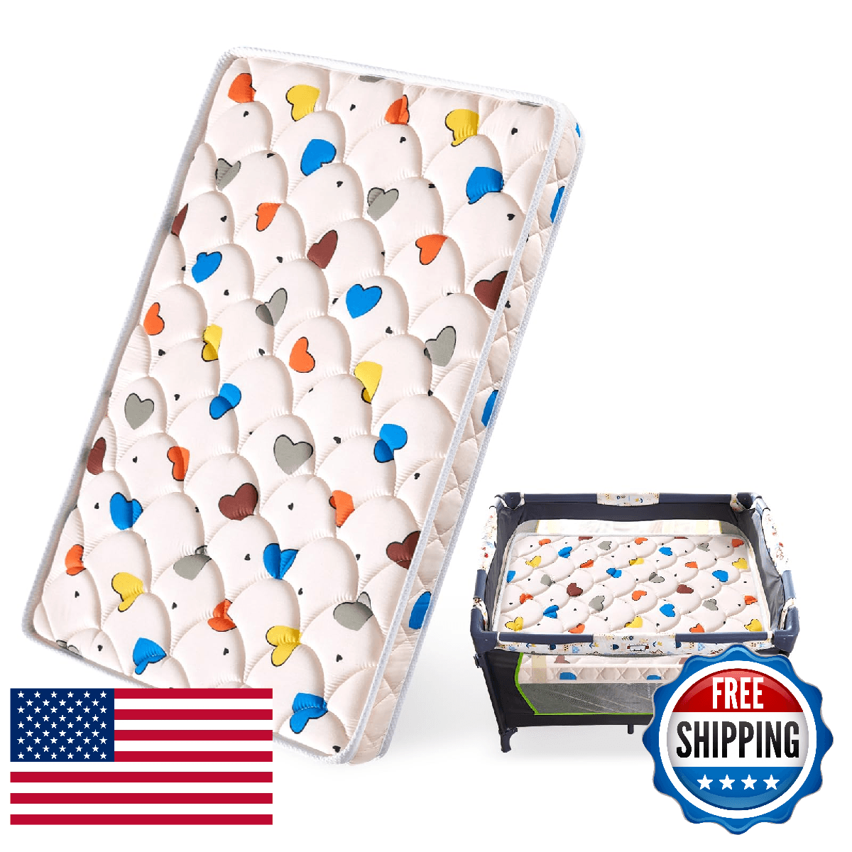 Feisaibaoly Pack and Play Mattress 38x26x1.5 Baby Support Breathable Skin-Friend - Image 1