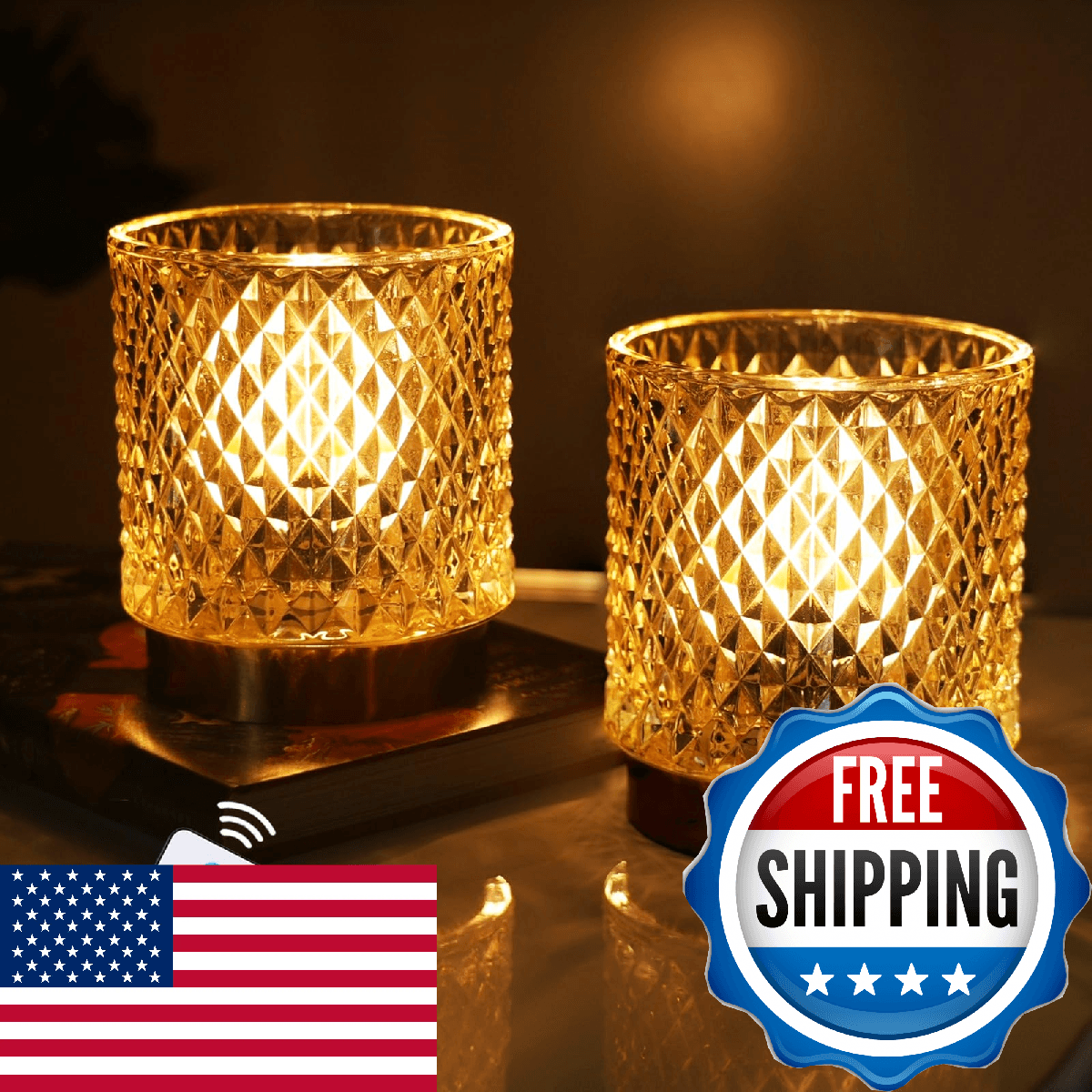 SJIE Battery Operated Lamp - Stylish Small Lamps Decorative with Timer & 3 Light - Image 1