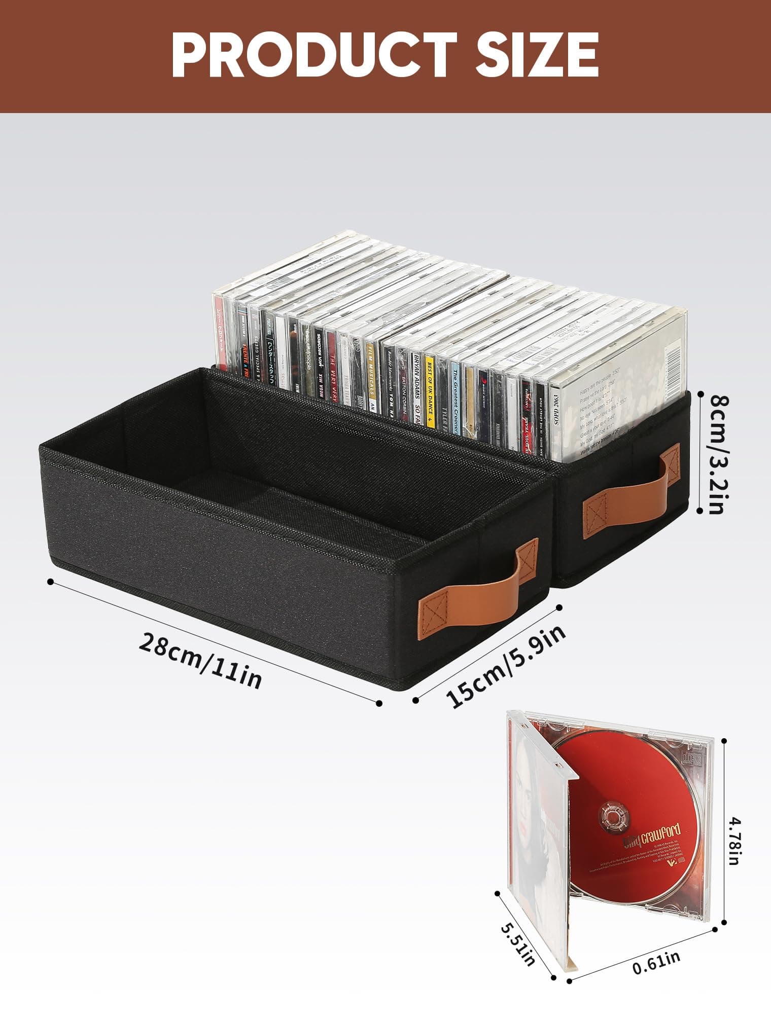 Wanapure CD Storage Boxes-8 Pack CD Case Holder Holds Up to 160 Full Jewel Cases - Thumbnail 3