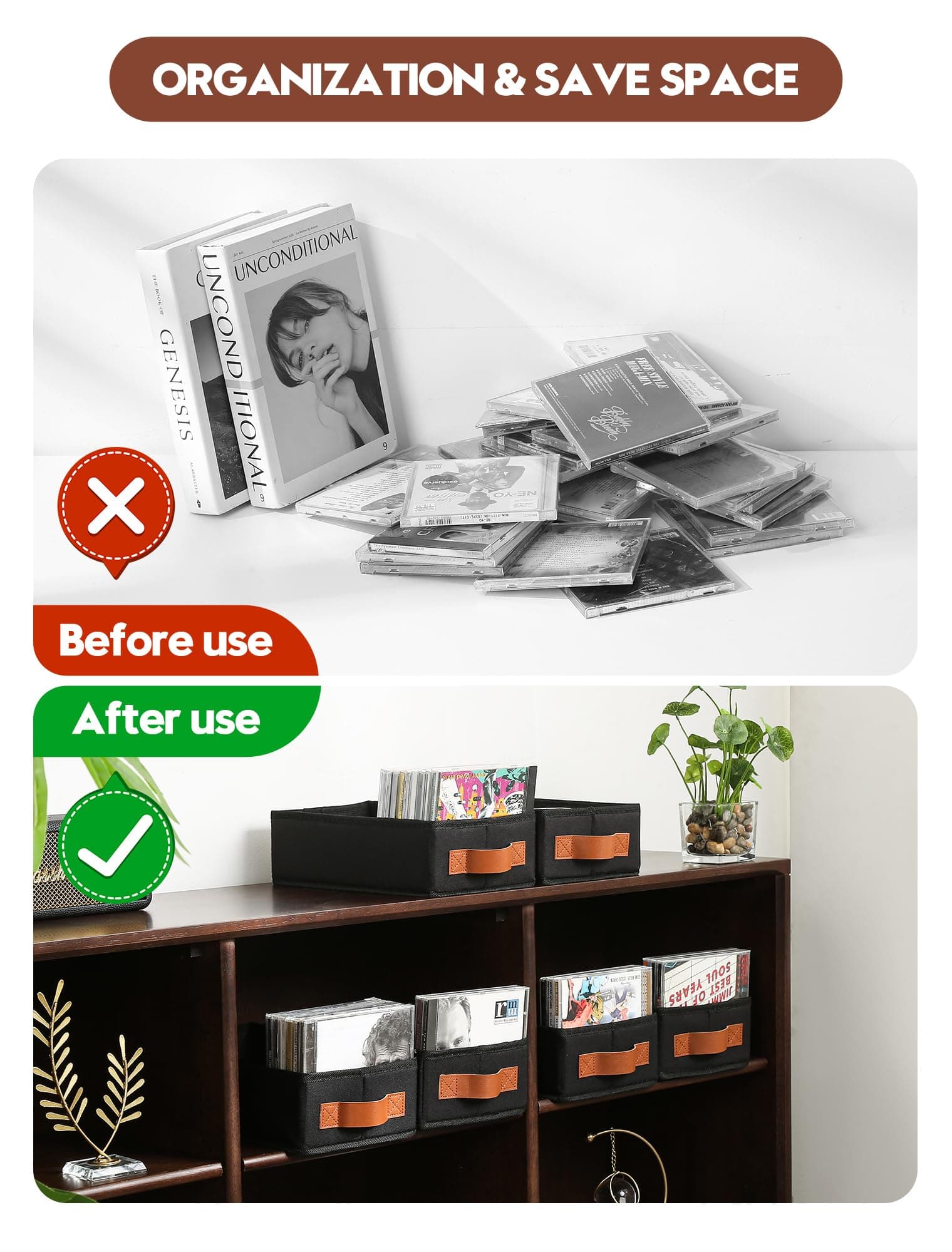 Wanapure CD Storage Boxes-8 Pack CD Case Holder Holds Up to 160 Full Jewel Cases - Thumbnail 4