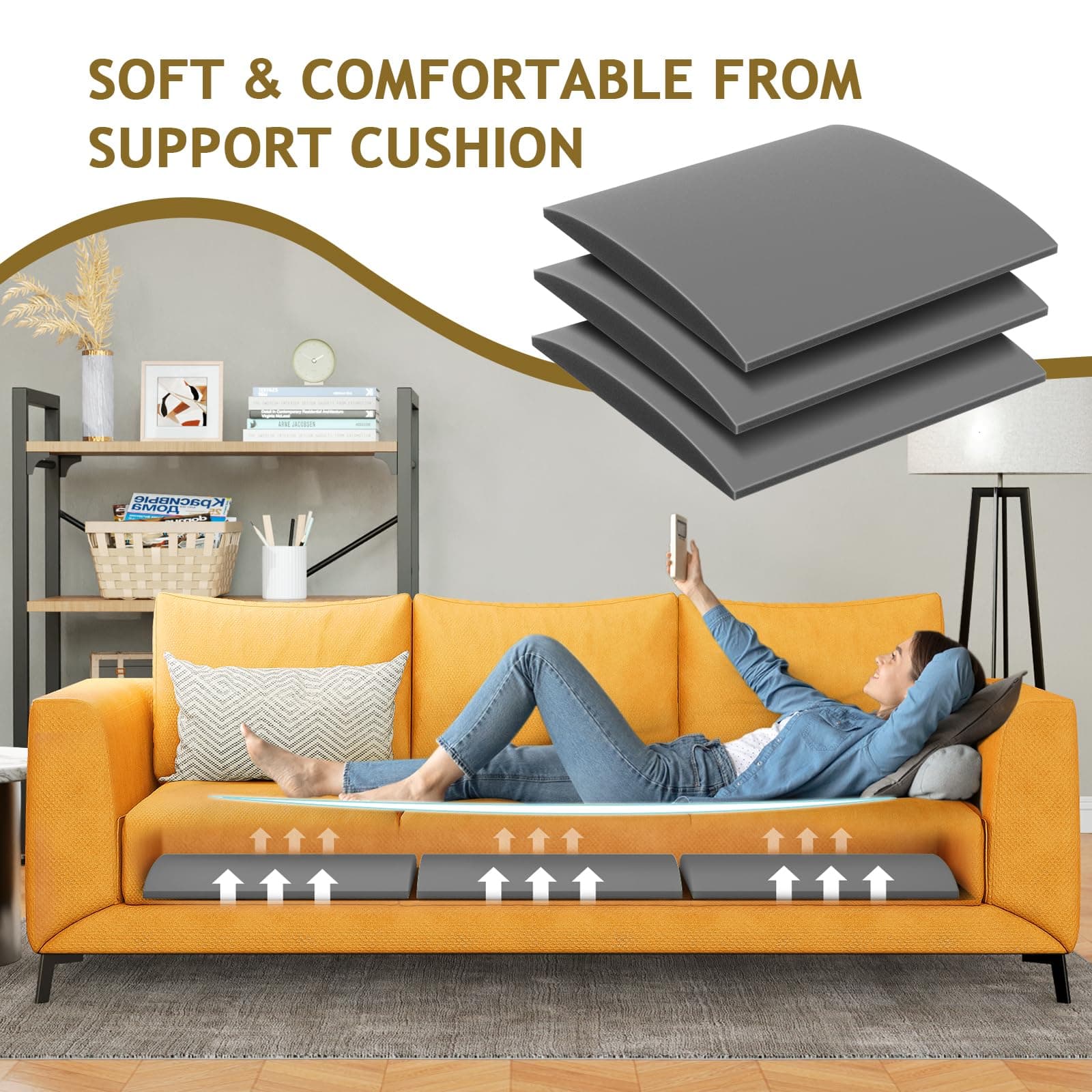 MYLIFESION Couch Cushion Support for Sagging Seat, 24x24x2 inches High-Density F - Thumbnail 5
