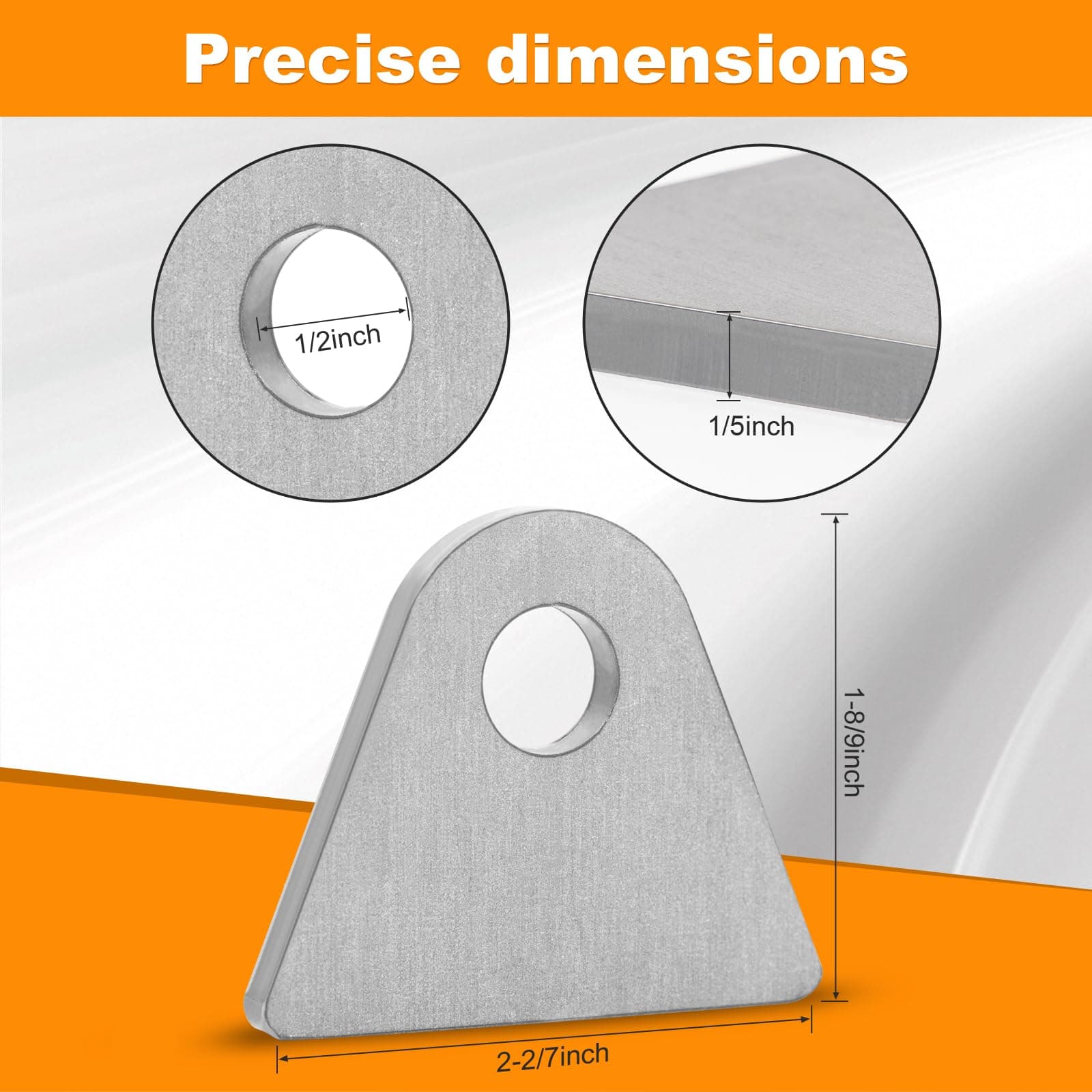 Weld on Tabs 20 PCS 1-8/9" H x 2-2/7" W Steel Shock Mount Weld tabs 1/2" Hole 1/ - Thumbnail 2