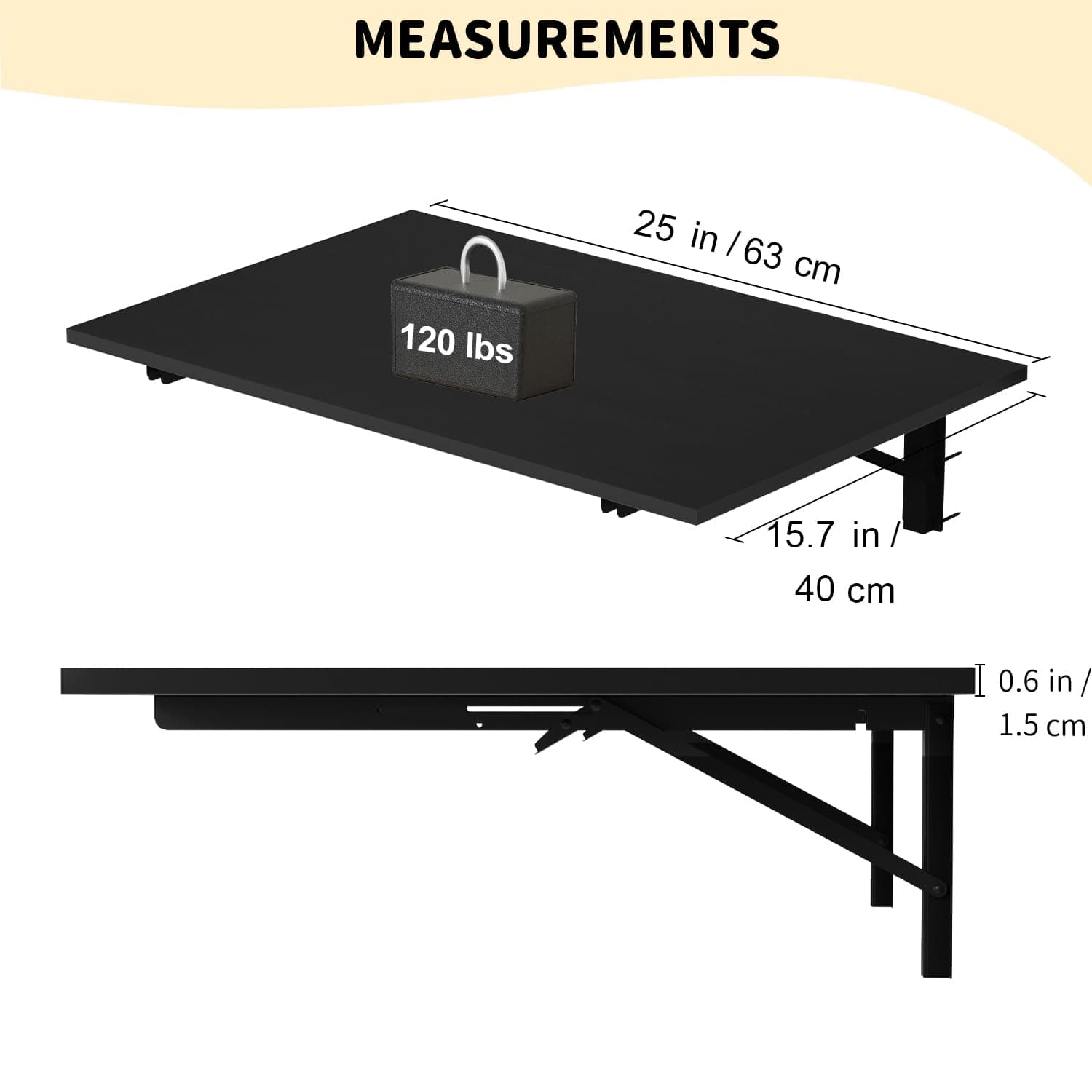 GOYLSER Wall Mounted Table Fold Down Workbench 25" Length 15.7" Width Foldable M - Thumbnail 3