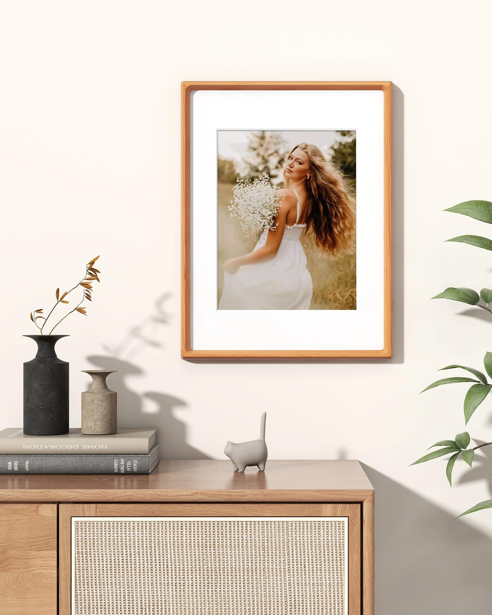 RICHFOCUS 12x16 Picture Frame USA-Sourced Natural Cherry Solid Wood Photo Frame - Thumbnail 2