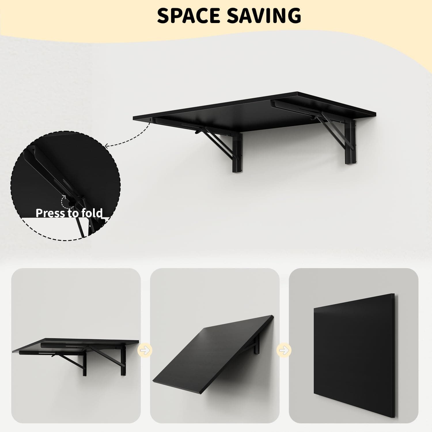 GOYLSER Wall Mounted Table Fold Down Workbench 25" Length 15.7" Width Foldable M - Thumbnail 6