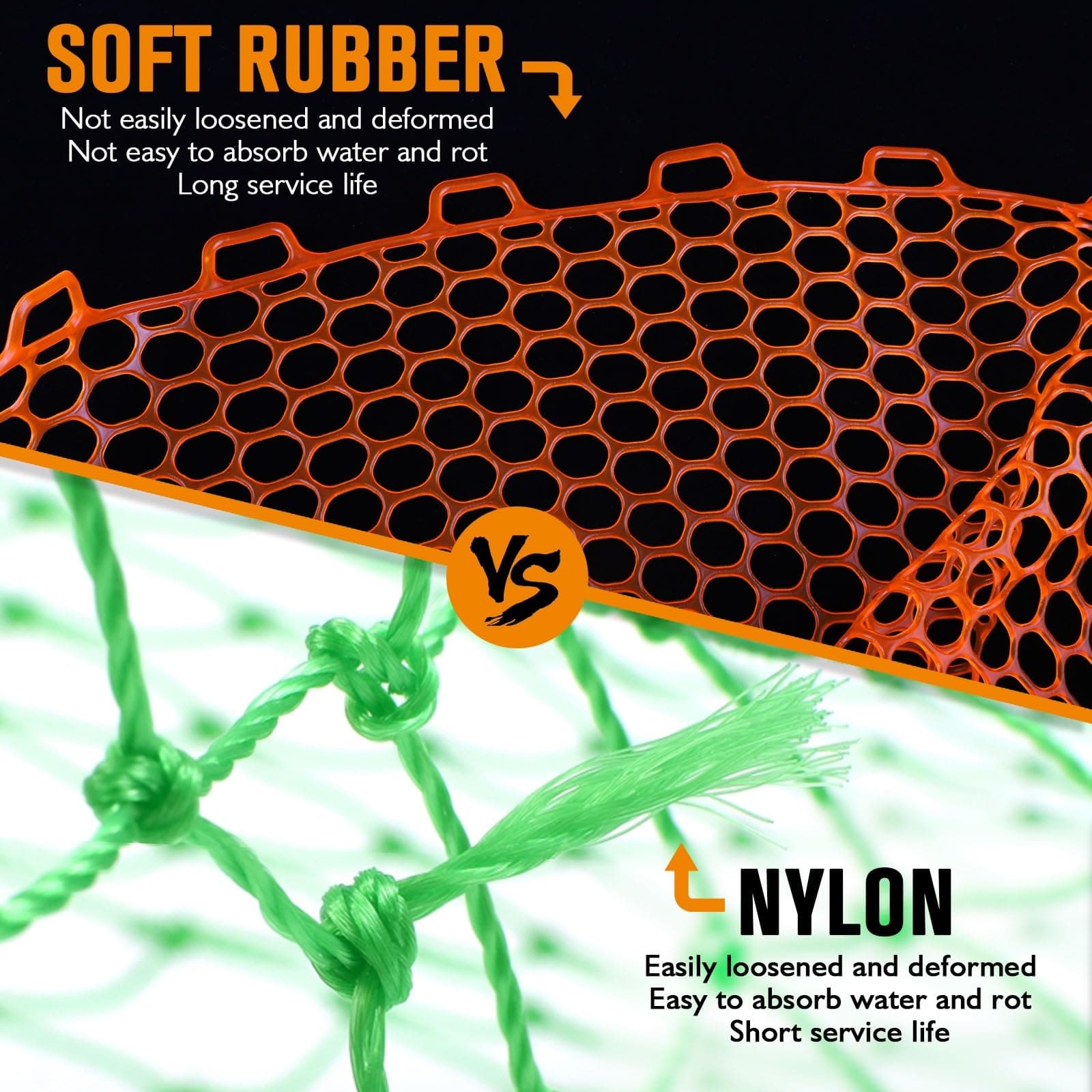 Dovesun Rubber Fishing Net Replacement Netting Clear Black Fish Landing Net 19.5 - Thumbnail 4