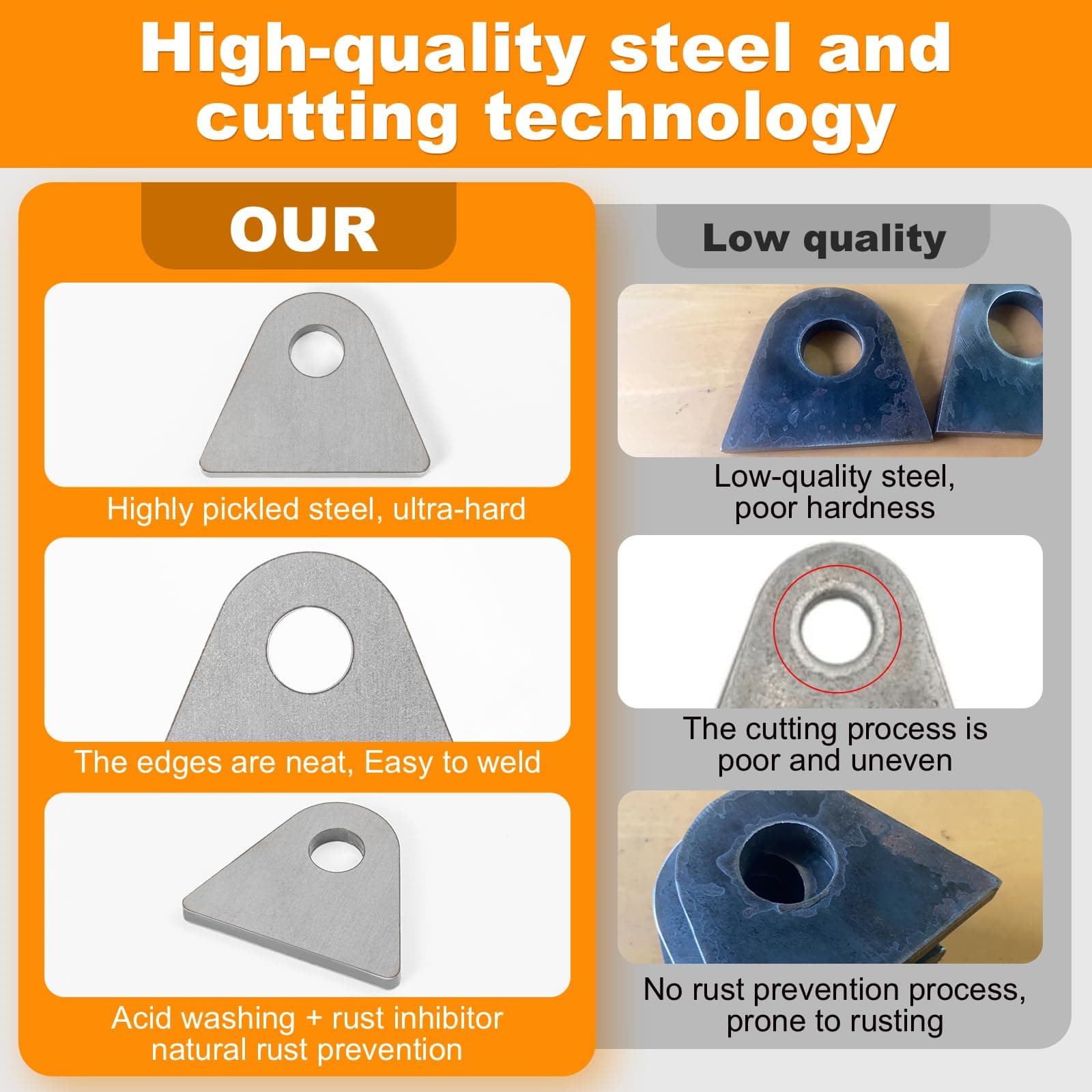 Weld on Tabs 20 PCS 1-8/9" H x 2-2/7" W Steel Shock Mount Weld tabs 1/2" Hole 1/ - Thumbnail 3
