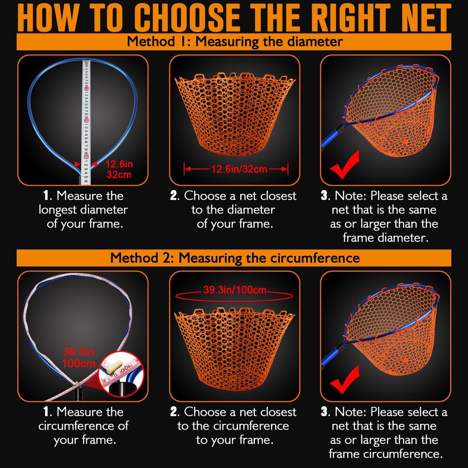Dovesun Rubber Fishing Net Replacement Netting Clear Black Fish Landing Net 19.5 - Thumbnail 5