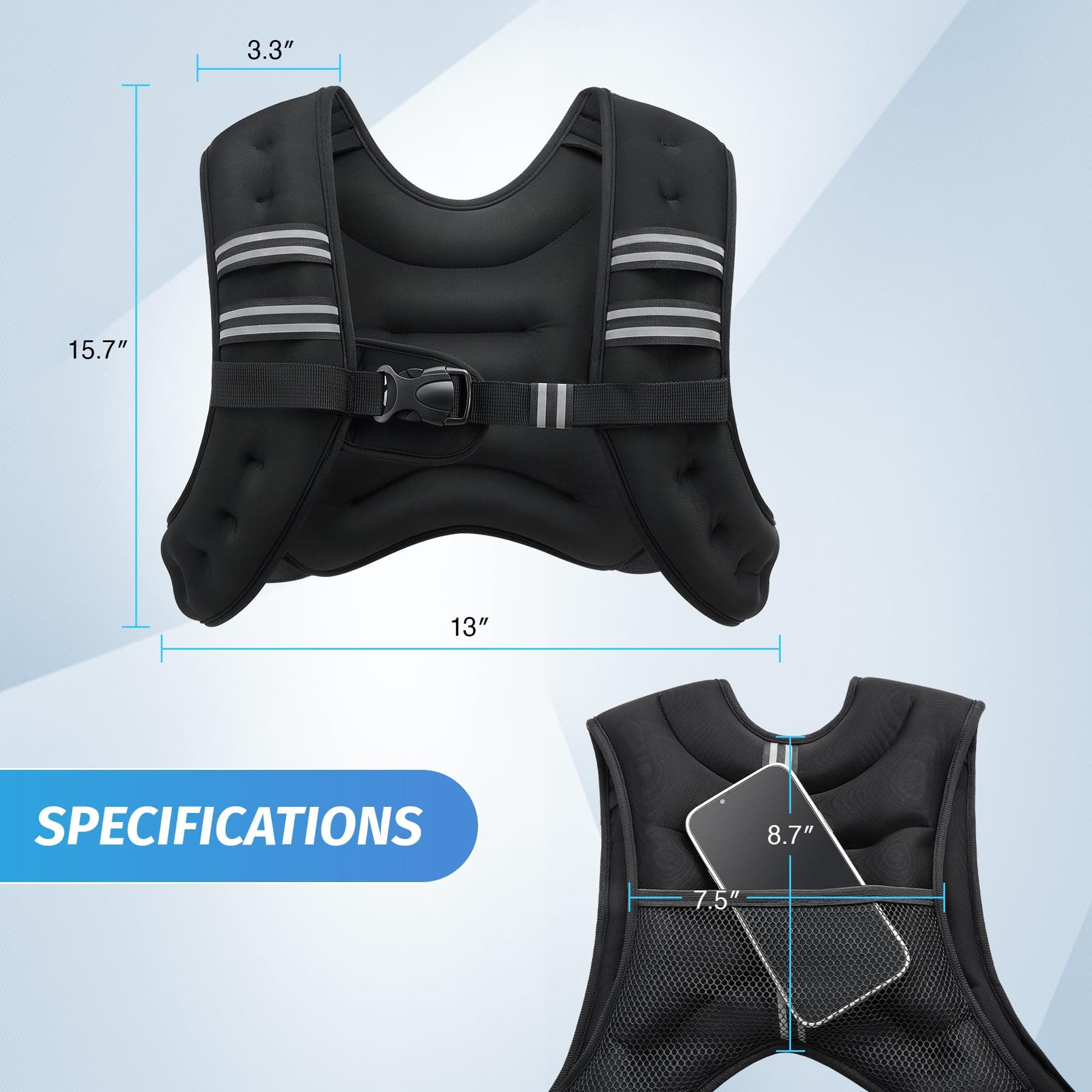 ZELUS Weighted Vest for Workout, Strength Training, Running, Fitness - 12 lb - Thumbnail 8