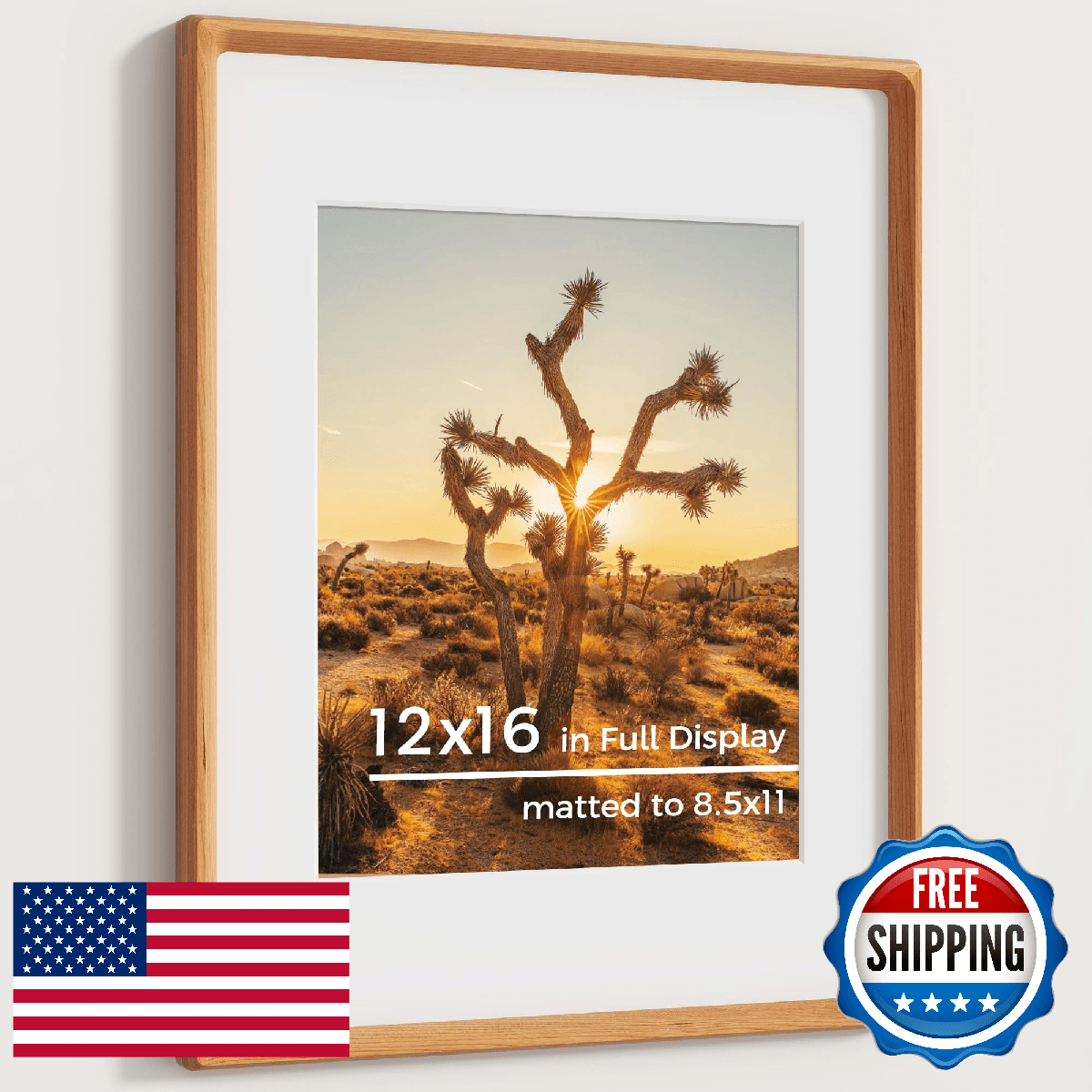 RICHFOCUS 12x16 Picture Frame USA-Sourced Natural Cherry Solid Wood Photo Frame - Image 1