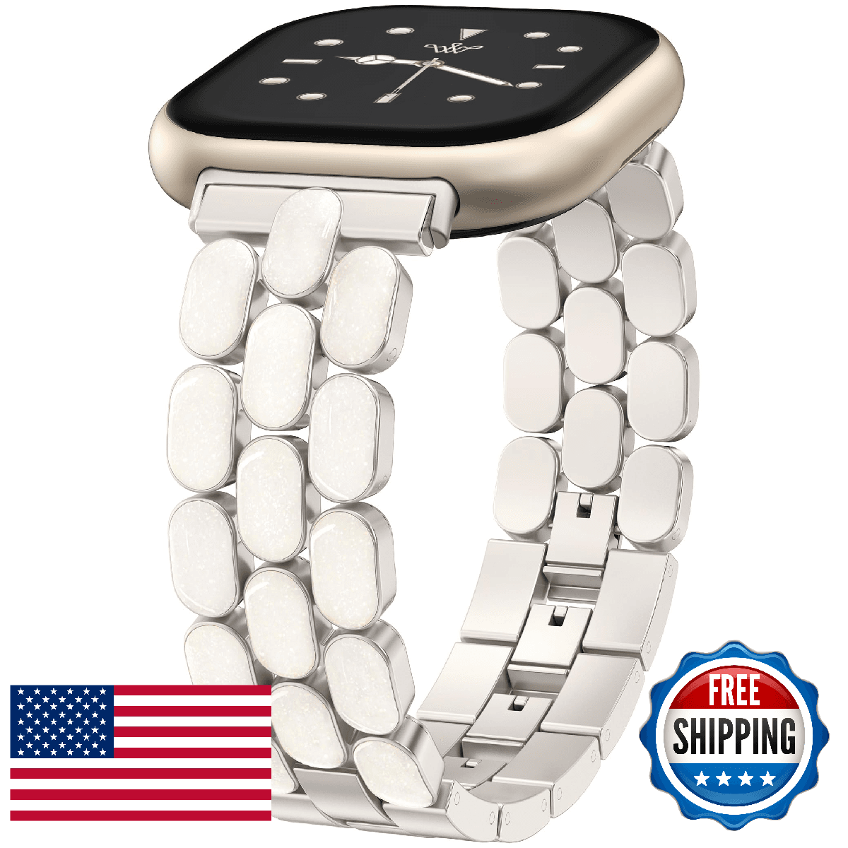 Wearlizer Resin Metal Band Compatible with Fitbit Versa 4 Bands for Women/Sense - Image 1