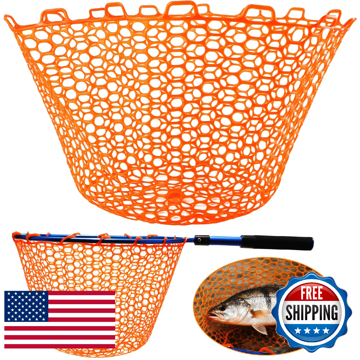 Dovesun Rubber Fishing Net Replacement Netting Clear Black Fish Landing Net 19.5 - Image 1