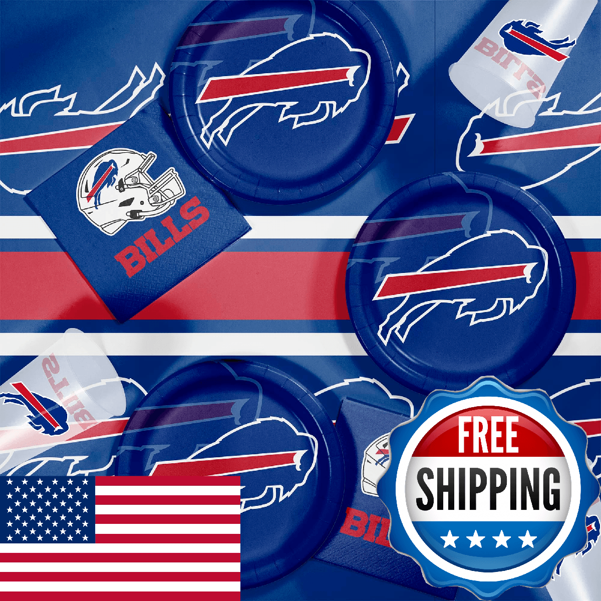 Buffalo Bills Tableware Kit, 49 ct, Officially Licensed - Image 1