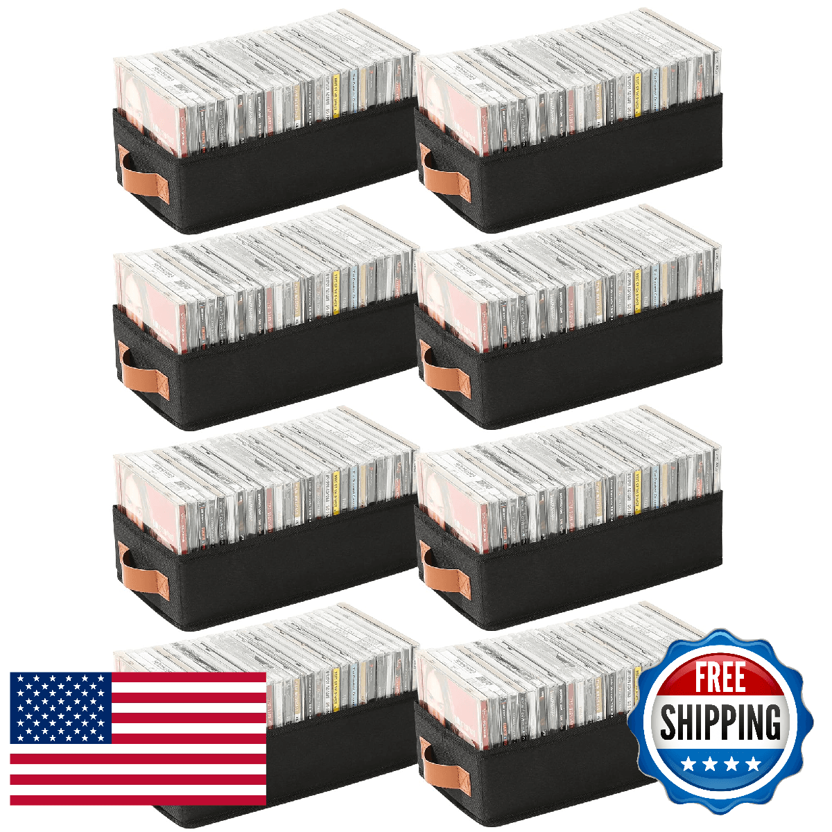 Wanapure CD Storage Boxes-8 Pack CD Case Holder Holds Up to 160 Full Jewel Cases - Image 1