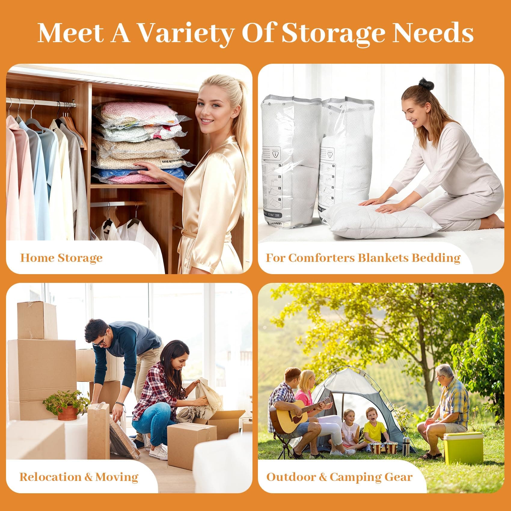 10 Jumbo Vacuum Storage Bags with Electric Pump, Large Vacuum Seal Bags for Clot - Thumbnail 6