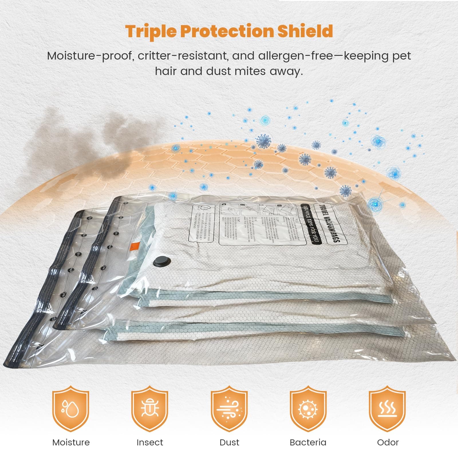 10 Jumbo Vacuum Storage Bags with Electric Pump, Large Vacuum Seal Bags for Clot - Thumbnail 4