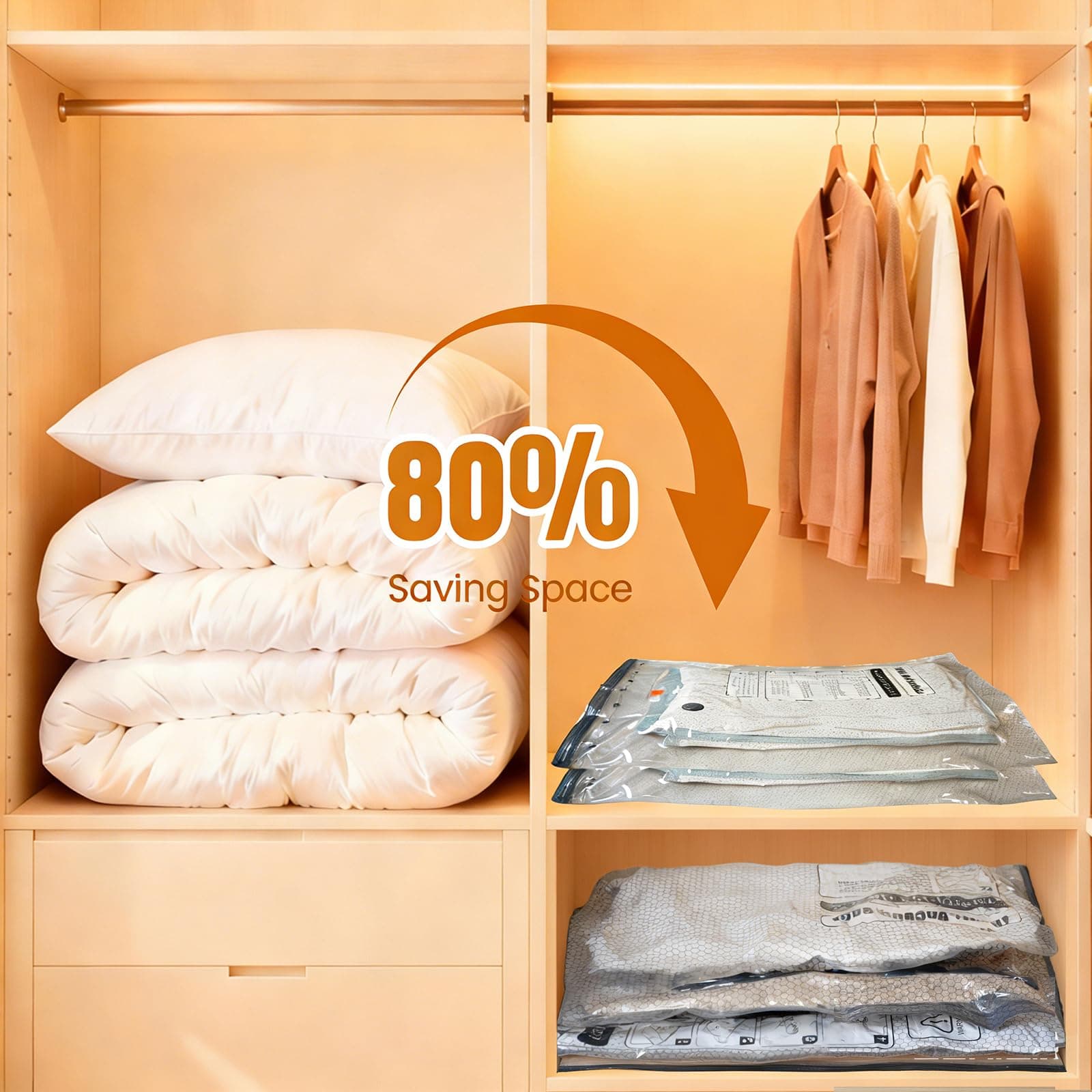 10 Jumbo Vacuum Storage Bags with Electric Pump, Large Vacuum Seal Bags for Clot - Thumbnail 2