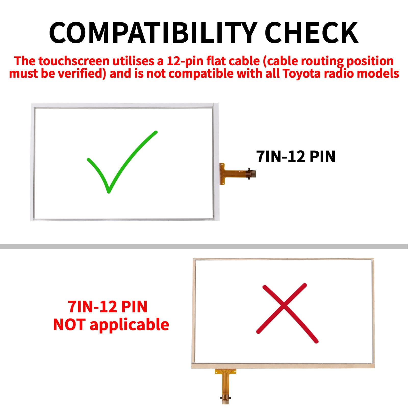 RESNAVSCREN 7" 12 Pin Touch Screen Digitizer Replacement for Toyota Camry 2014 R - Thumbnail 5