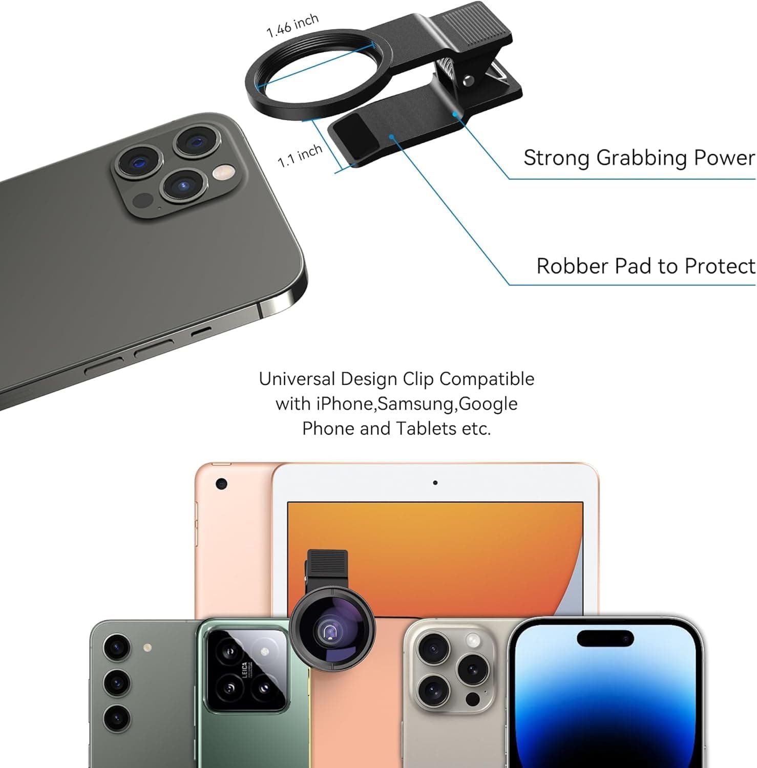 MIAO LAB 2-in-1 Phone Camera Lens Kit, 12.5X Macro + 0.45X Wide Angle (140°) Cel - Thumbnail 5