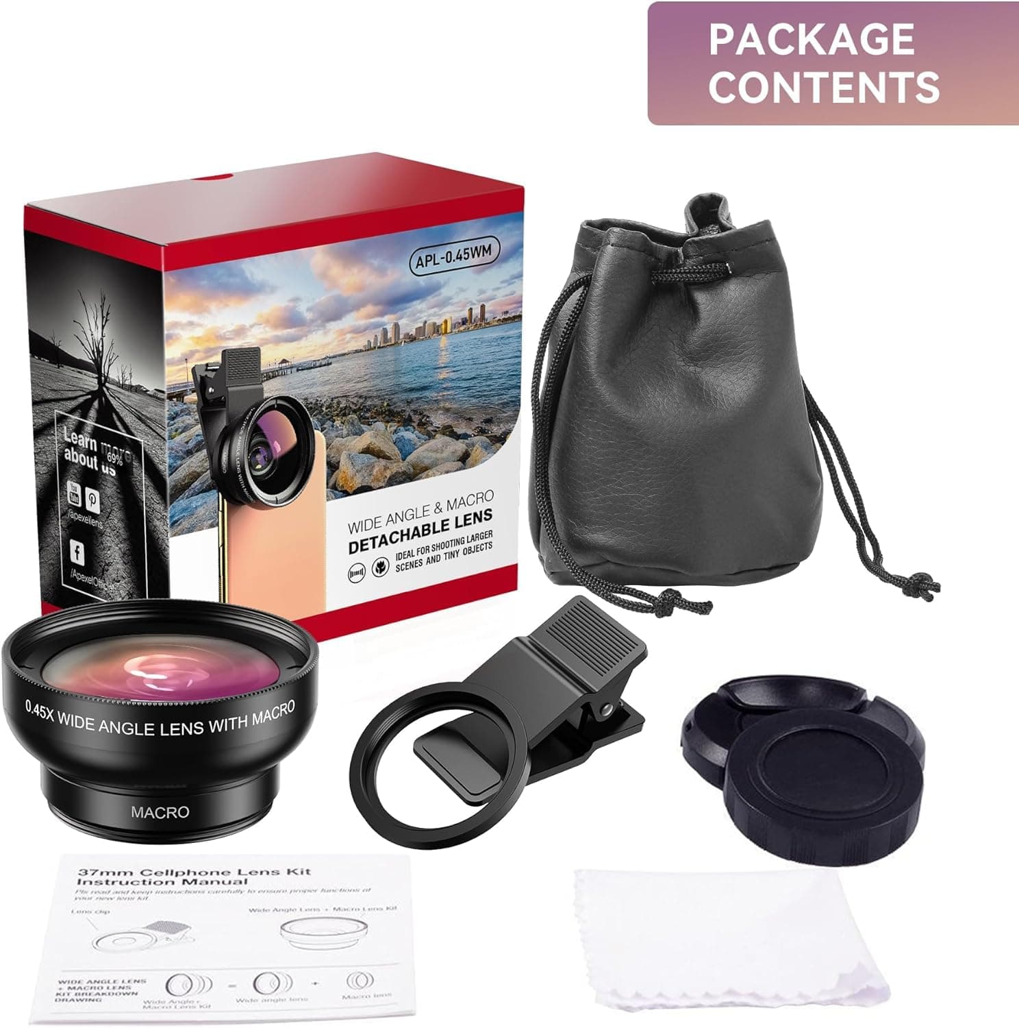 MIAO LAB 2-in-1 Phone Camera Lens Kit, 12.5X Macro + 0.45X Wide Angle (140°) Cel - Thumbnail 6