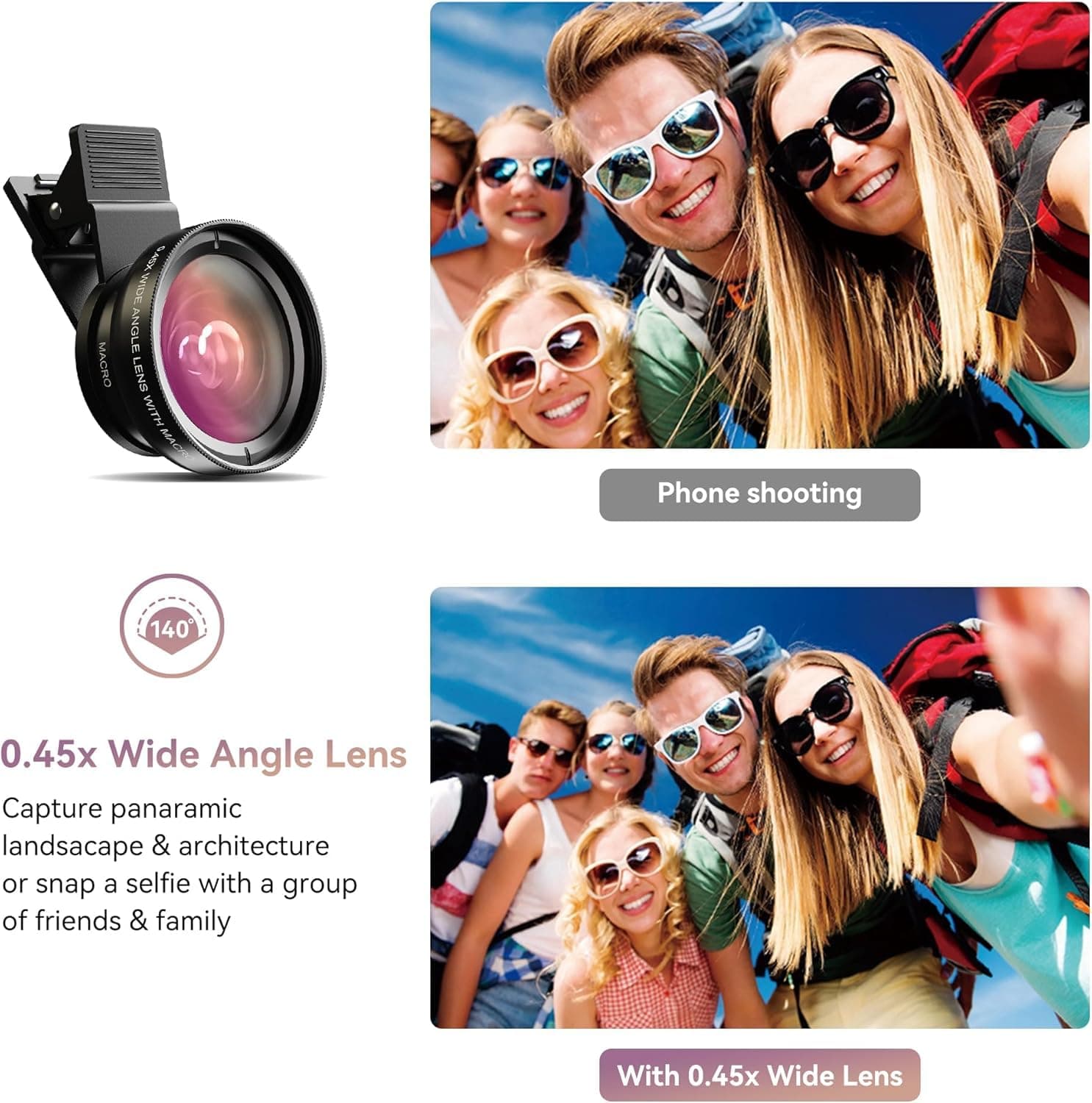 MIAO LAB 2-in-1 Phone Camera Lens Kit, 12.5X Macro + 0.45X Wide Angle (140°) Cel - Thumbnail 3