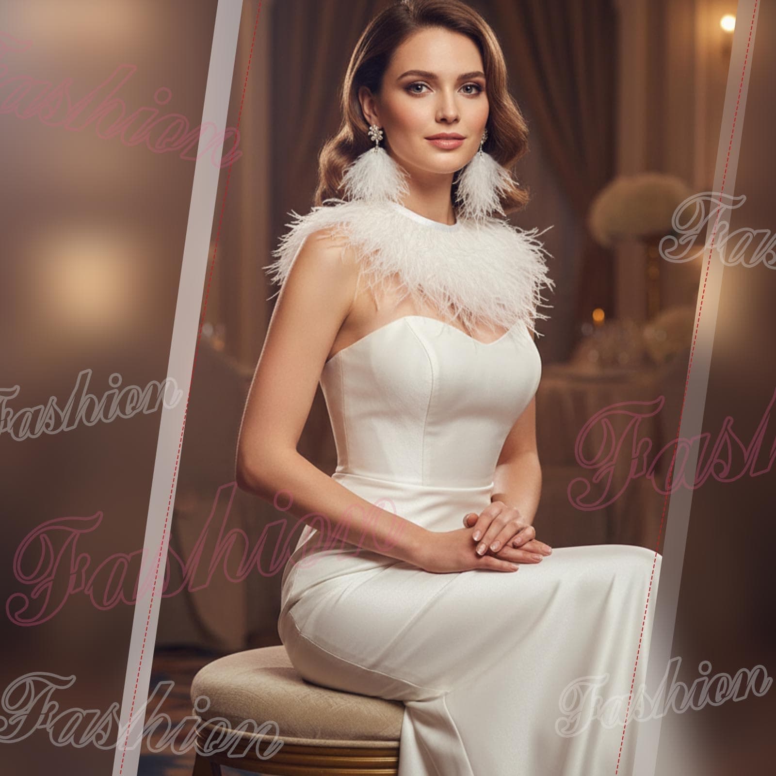 Janinka 10 Yards White Ostrich Feathers Trims 3-4 Inch Feathers Fringe Trim Ribb - Thumbnail 7