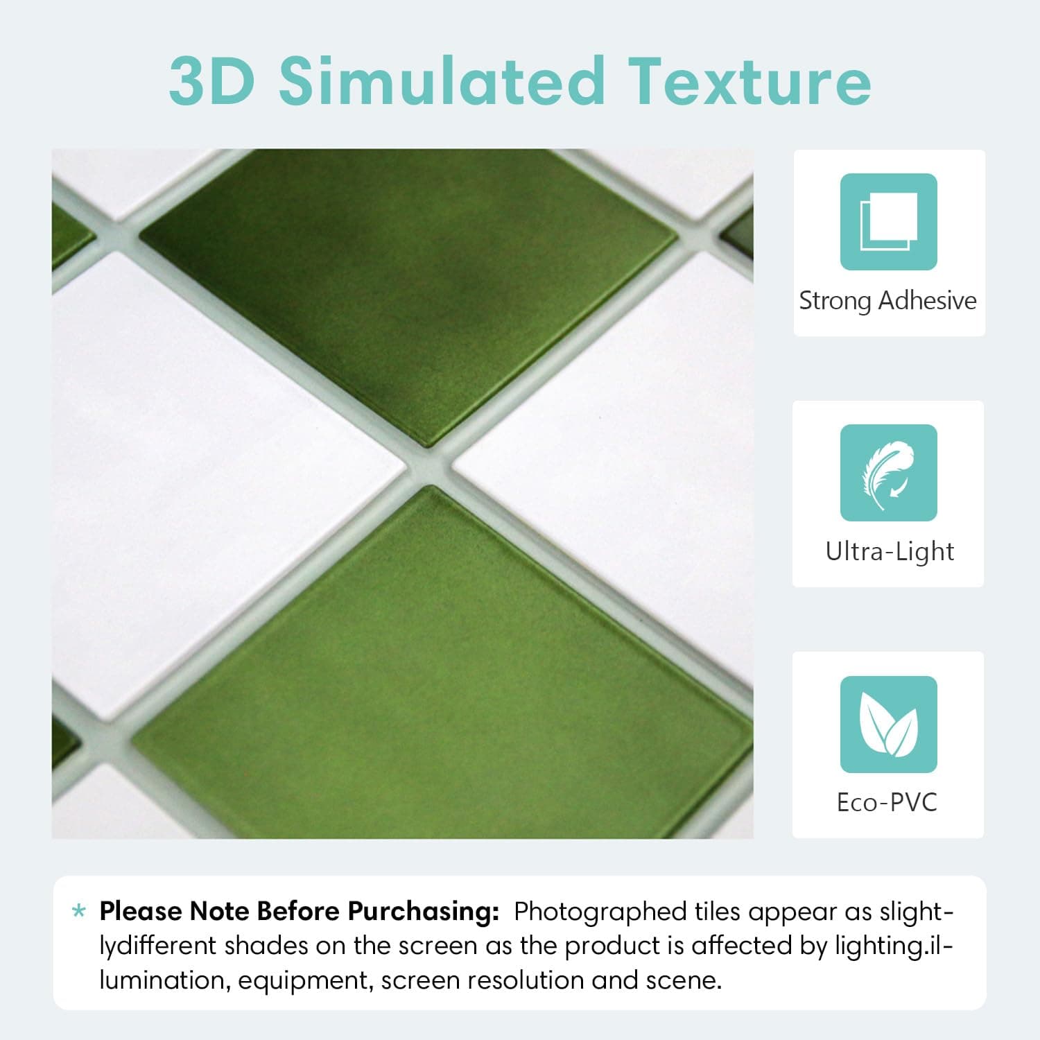 Commomy 10 Pcs Matte 3D Peel and Stick Tile 11.8"x11.8" Ultralight PVC Square Pe - Thumbnail 3