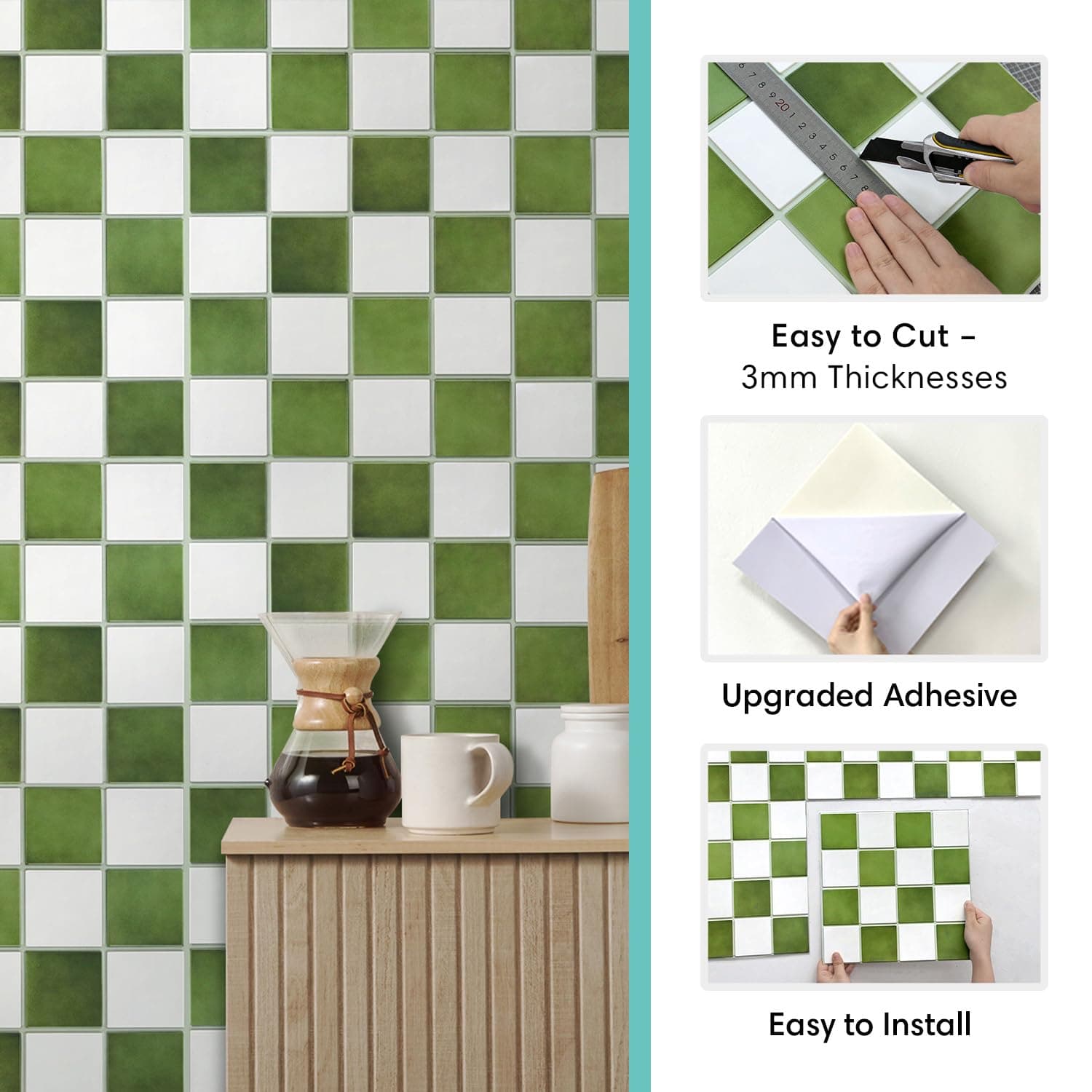 Commomy 10 Pcs Matte 3D Peel and Stick Tile 11.8"x11.8" Ultralight PVC Square Pe - Thumbnail 4
