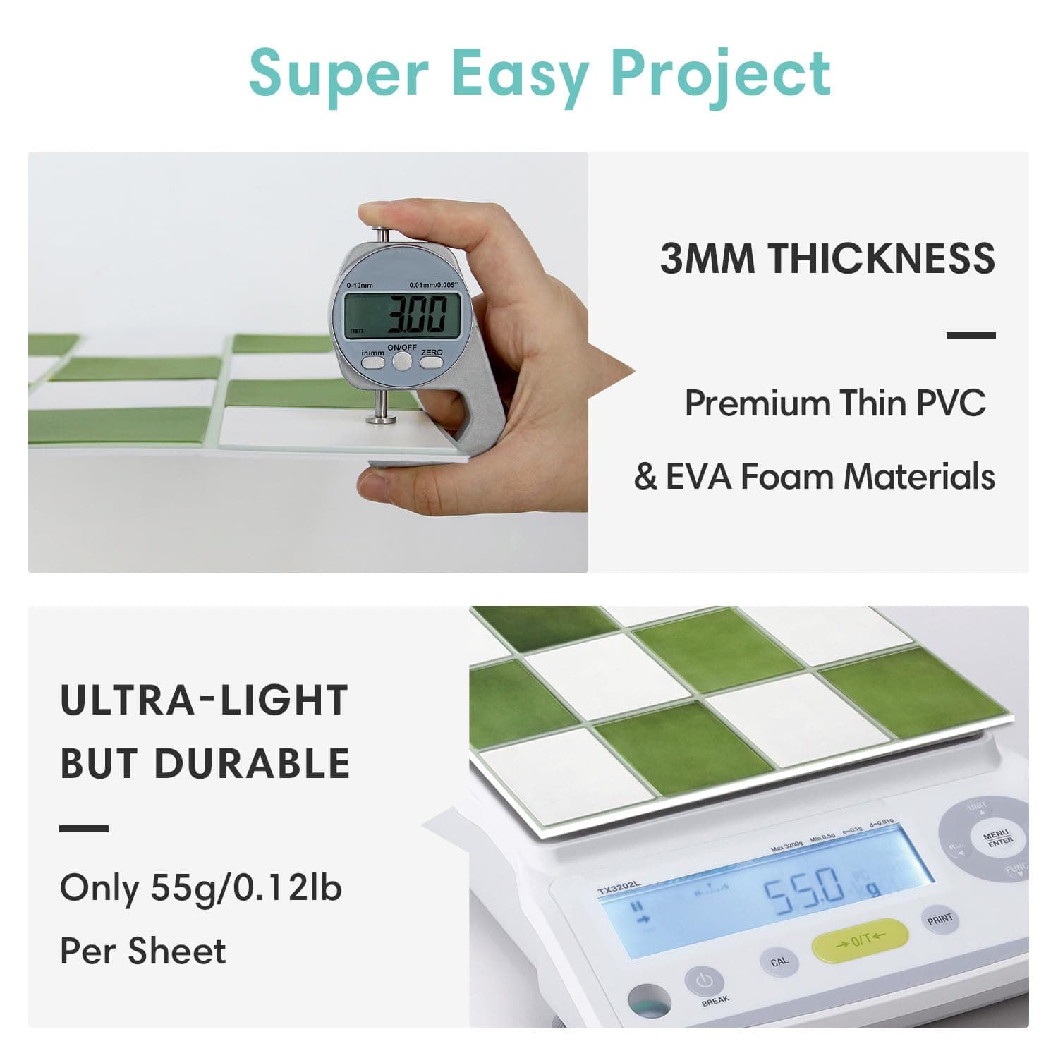 Commomy 10 Pcs Matte 3D Peel and Stick Tile 11.8"x11.8" Ultralight PVC Square Pe - Thumbnail 5