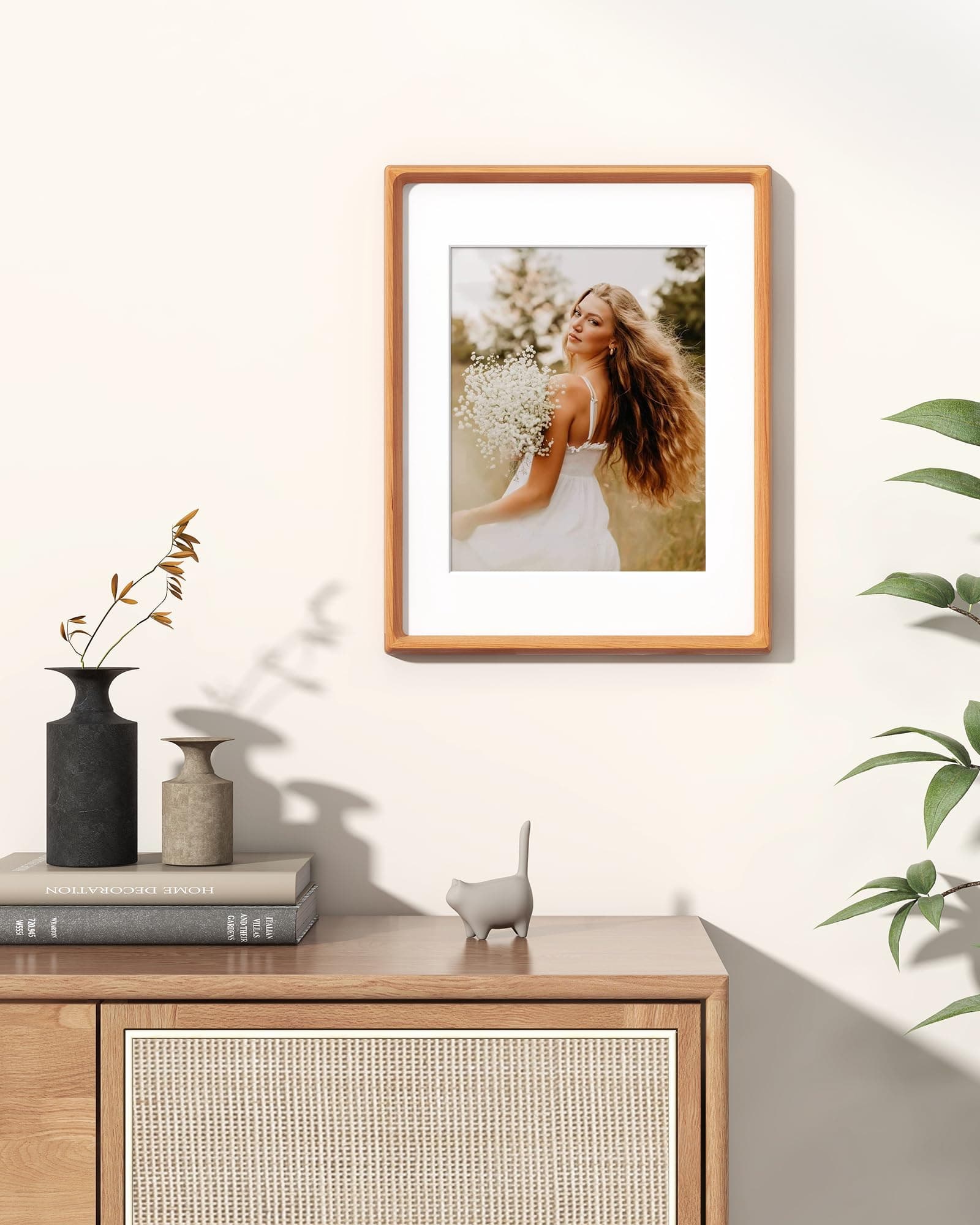 RICHFOCUS 11x14 Picture Frame USA-Sourced Natural Cherry Solid Wood Photo Frame - Thumbnail 2