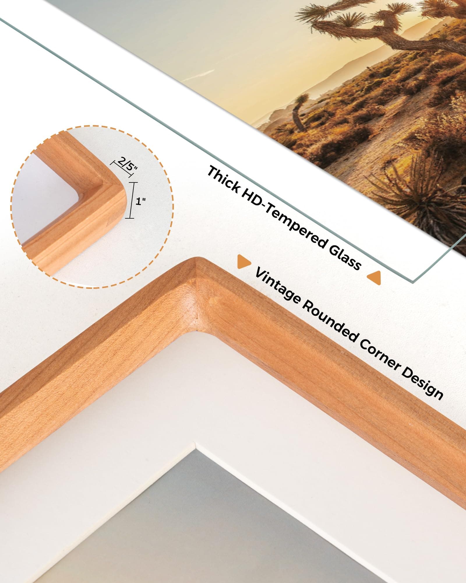 RICHFOCUS 11x14 Picture Frame USA-Sourced Natural Cherry Solid Wood Photo Frame - Thumbnail 4