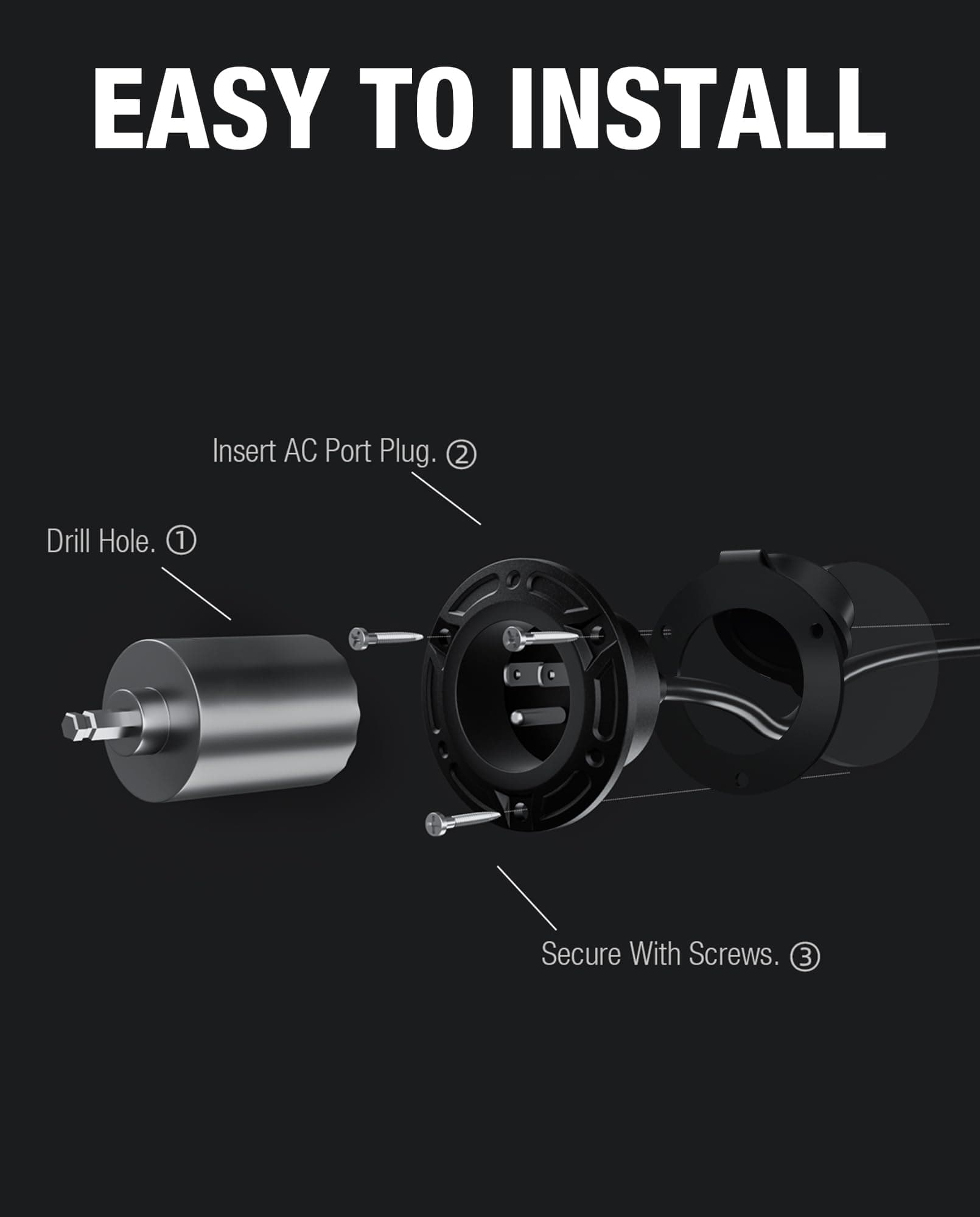 20A 125V AC Port Plug,12AWG Heavy-Duty RV Shore Power Inlet Plug with 5-in-1 T-B - Thumbnail 6