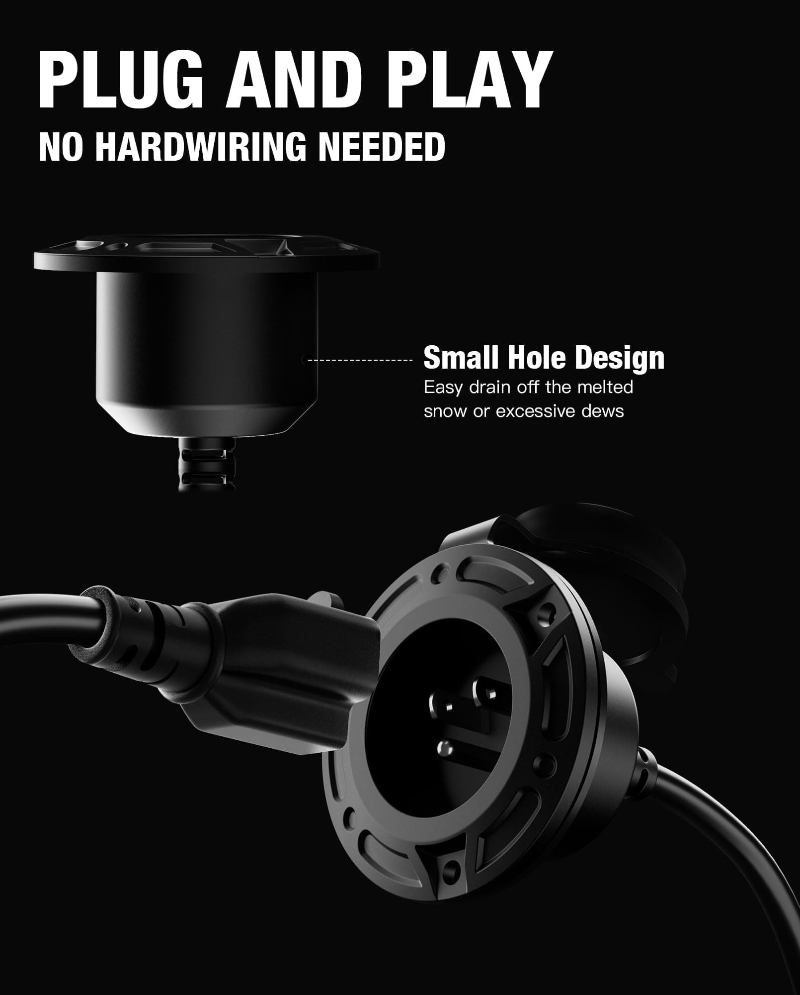 20A 125V AC Port Plug,12AWG Heavy-Duty RV Shore Power Inlet Plug with 5-in-1 T-B - Thumbnail 4